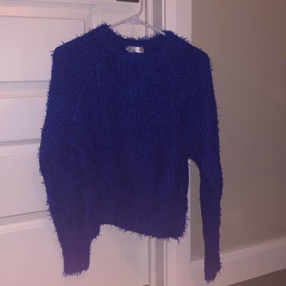 Royal Blue Fuzzy Crewneck Sweater